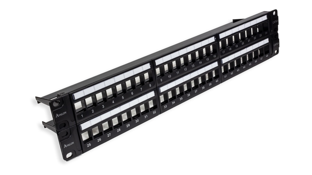 Cat.6A 48 Port Unshielded Patch Panel - 2U - 19&quot; -  Blank