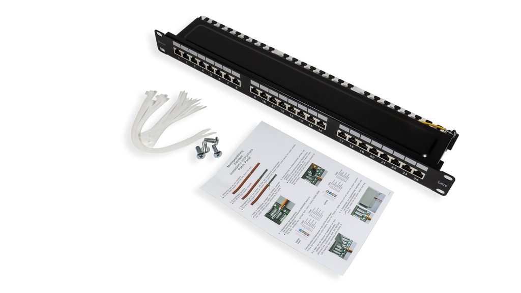 Cat.6 24 Port Shielded Patch Panel - 1U - 19&quot; - Loaded