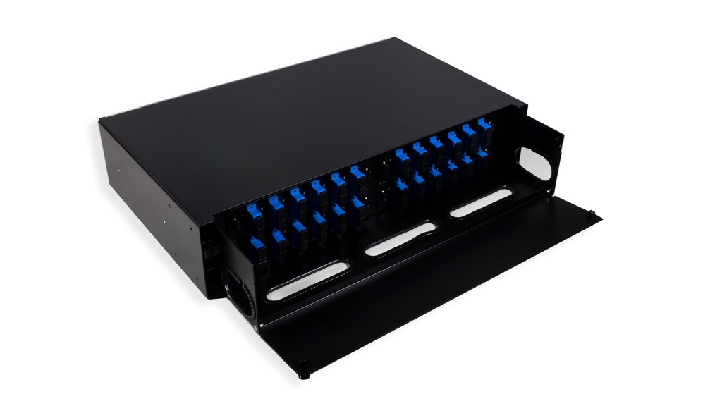 19&quot; 2U 48 Port Indoor Fiber Patch Panel / Distribution Box Supports SC Duplex Adapters (Unloaded)