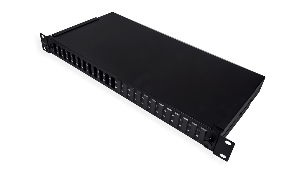 19&quot; 1U 24 Port Modular Fiber Patch Panel with splice tray for SC Single-Mode or Multi-Mode Adaptors, 19&quot; Rack Mount (Unloaded) - Supports SC Duplex Adapters