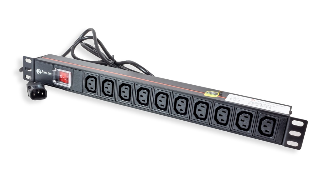 10 Way Horizontal PDU with 10 x C13 Sockets, 10A and 3 Mtr C14 Type Power Plug