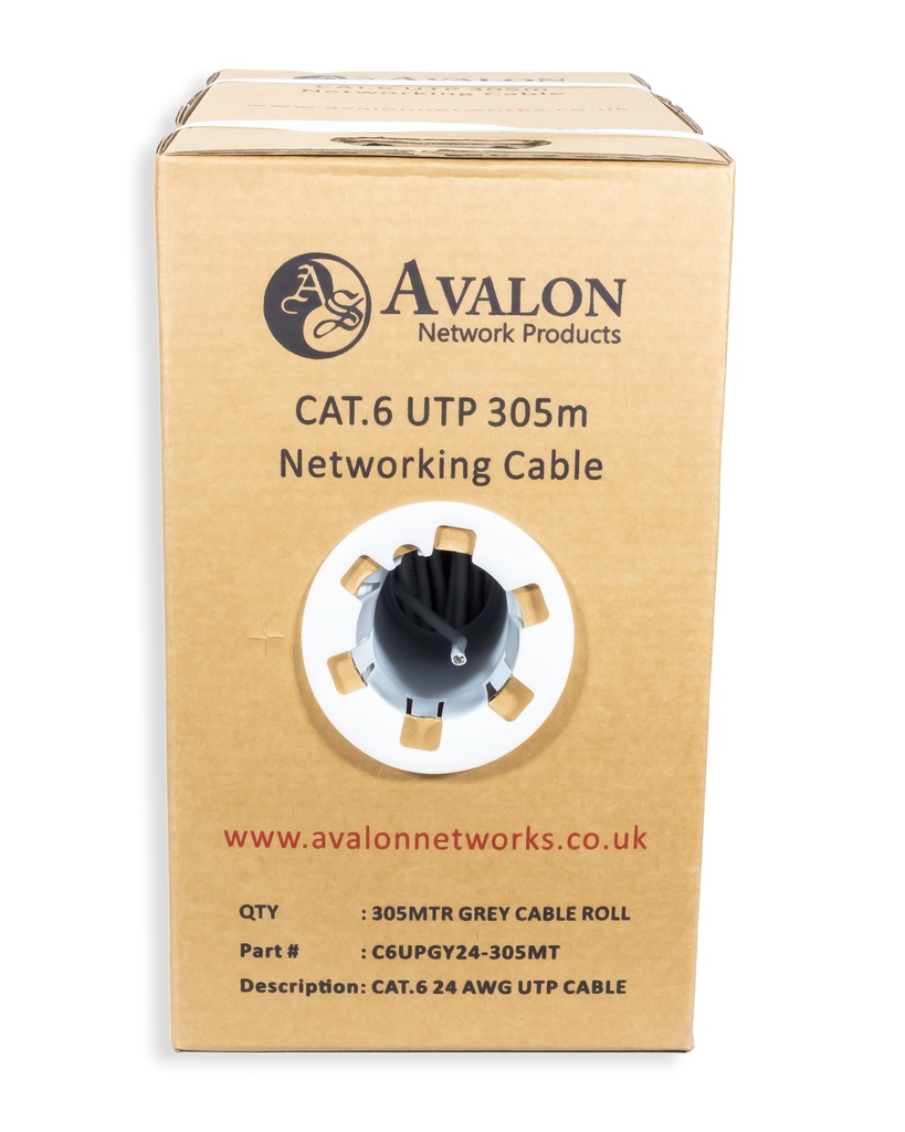 Cat.6 UTP 24 AWG PVC Cable 305m Roll Grey Colour