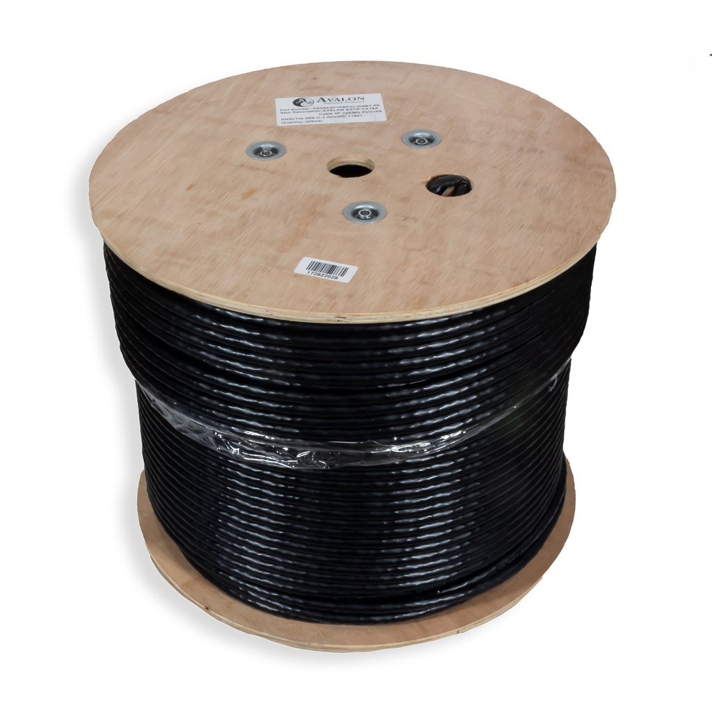 Cat.6A S/FTP 23 AWG Outdoor Double Jacket  Cable Solid PE 305m Roll Black Colour
