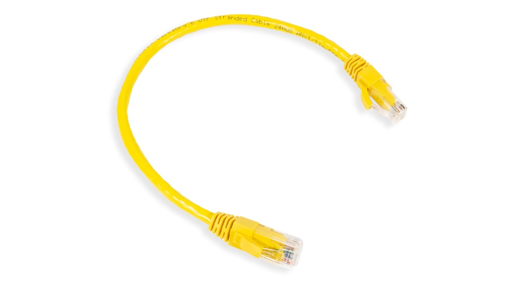 Cat.6 UTP 24 AWG PVC Patch Cord 0.3 mtr Yellow Colour