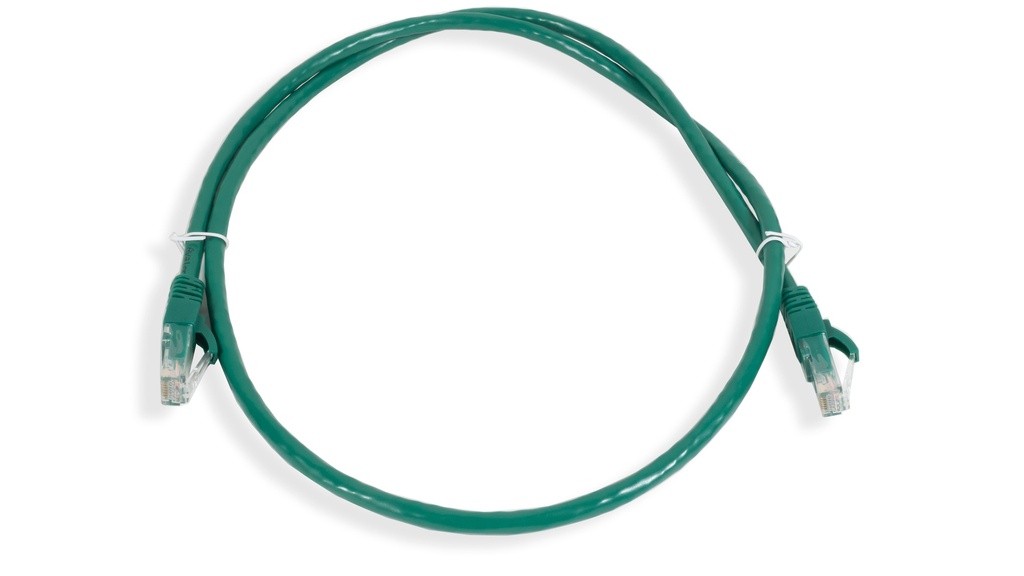 Cat.6A 10G UTP 24 AWG PVC Patch Cord 1 mtr Green Colour
