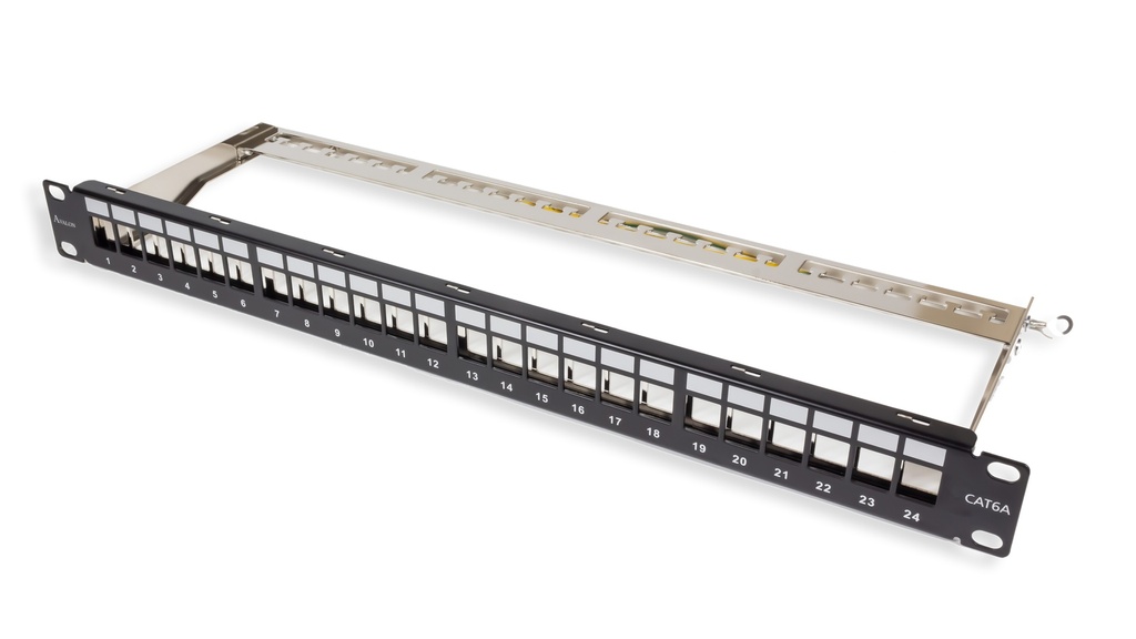 Cat.6A 24 Port Shielded Patch Panel - 1U - 19" - Loaded
