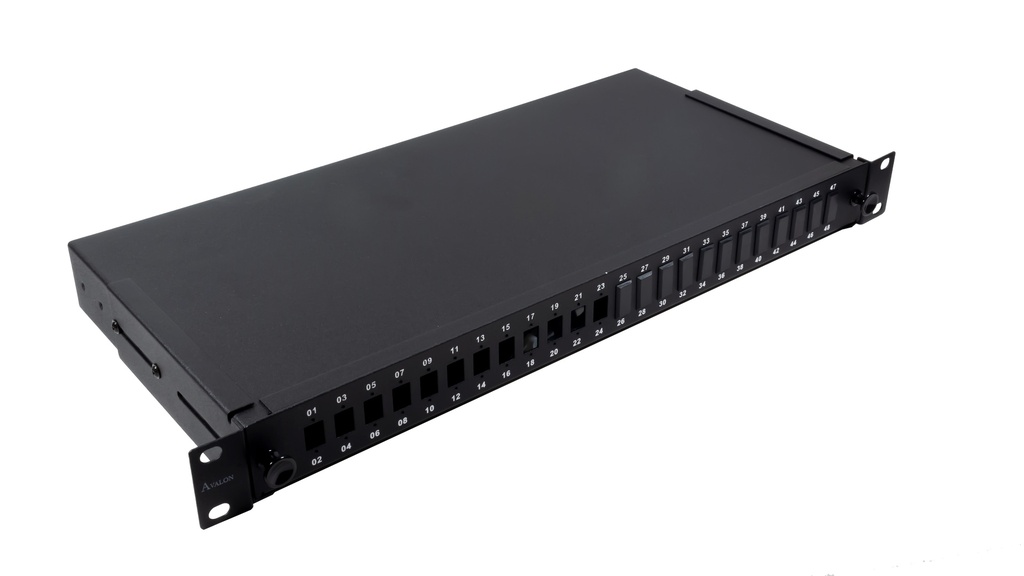 19&quot; 1U 24 Port Modular Fiber Patch Panel with splice tray for LC Single-Mode or Multi-Mode Adaptors, 19&quot; Rack Mount (Unloaded) - Supports LC Duplex / SC Simplex Adapters