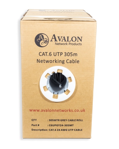 [ANC6UPGY24-305MT] Cat.6 UTP 24 AWG PVC Cable 305m Roll Grey Colour