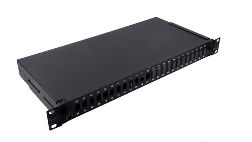 [ANPP-24-1U-LC] 19" 1U 24 Port Modular Fiber Patch Panel with splice tray for LC Single-Mode or Multi-Mode Adaptors, 19" Rack Mount (Unloaded) - Supports LC Duplex / SC Simplex Adapters
