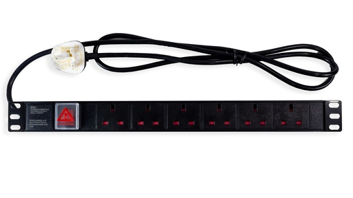 [AN6WPDU13UK] 6 Way Horizontal PDU with 6 x UK Sockets, 13A and 1.8 Mtr UK Type Power Plug