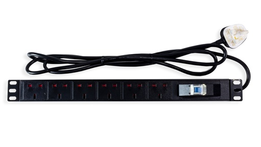 [AN6WPDU13UK-BR] 6 Way Vertical PDU with 6 UK Sockets, 1 x 13A Circuit Breaker (Schneider) and 3 Mtr UK Type Power Plug