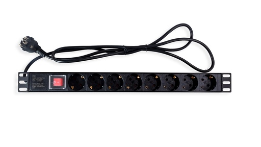 [AN8WPDU13G] 8 Way Horizontal PDU with 8 x German / French Sockets, 13A and 1.8 Mtr UK Type Power Plug