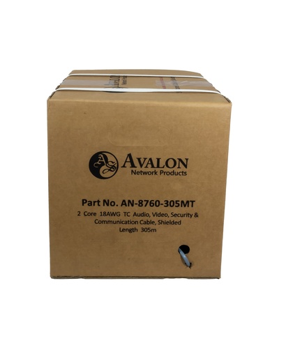 [AN8760-305MT] 2 Core, 18 AWG Stranded TC Audio, Video, Security & Communication Cable, Shielded