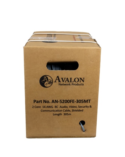 [AN5200FE-305MT] 2 Core, 16 AWG, Stranded BC Audio, Video, Security & Communication Cable, Shielded
